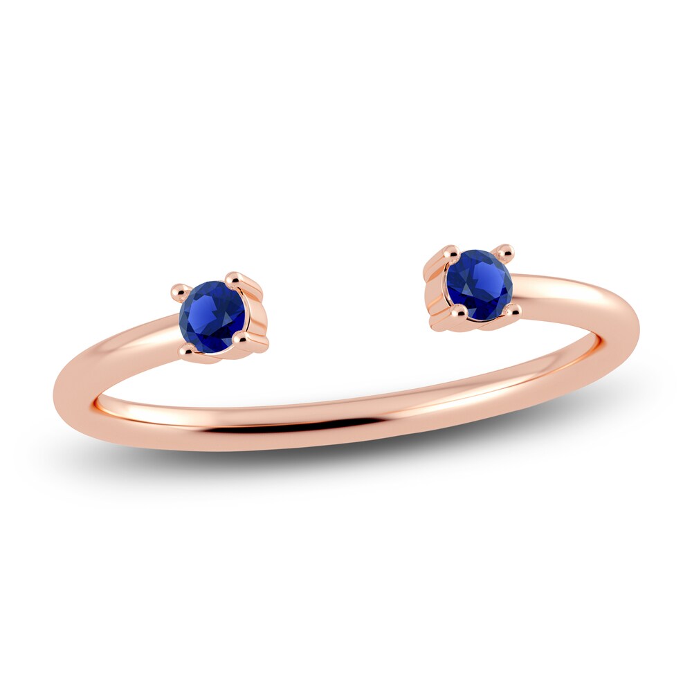 Juliette Maison Natural Blue Sapphire Cuff Ring 10K Rose Gold F5rc7afN