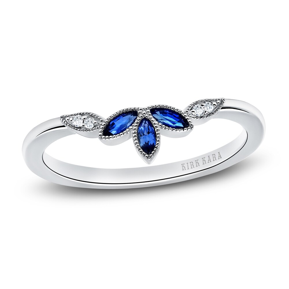 Kirk Kara Natural Blue Sapphire Anniversary Band Diamond Accents 14K White Gold FBYSfbeW