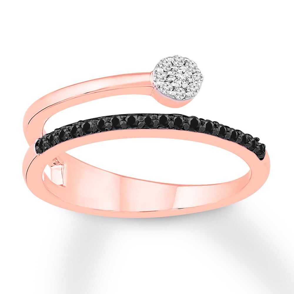 Black & White Diamond Ring 1/6 carat tw 10K Rose Gold FGp28qDd