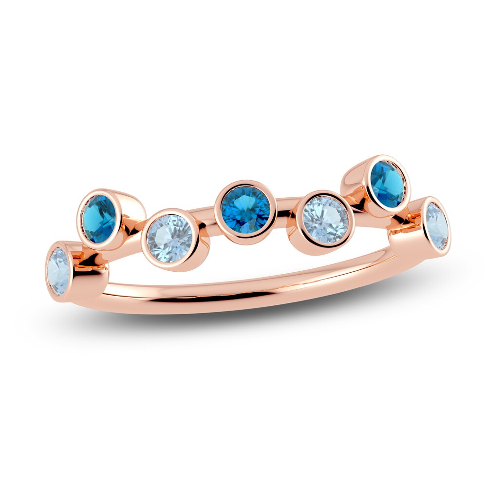 Juliette Maison Natural Blue Zircon & Natural Aquamarine Ring 10K Rose Gold FHGK1Drk