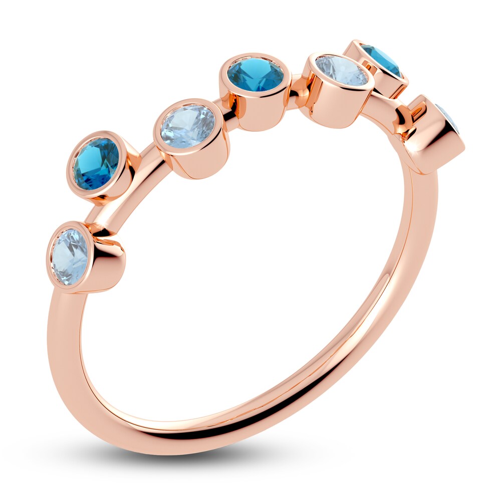 Juliette Maison Natural Blue Zircon & Natural Aquamarine Ring 10K Rose Gold FHGK1Drk