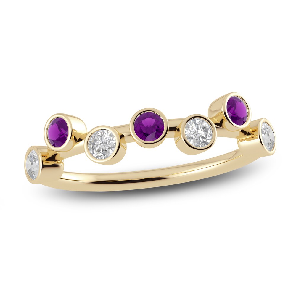 Juliette Maison Natural White Sapphire & Natural Amethyst Ring 10K Yellow Gold FMD6fWgI