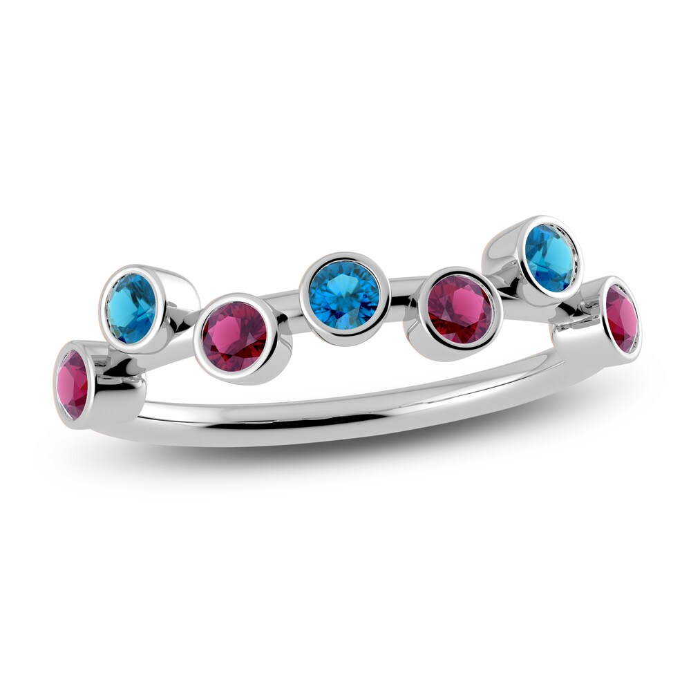 Juliette Maison Natural Rhodolite Garnet & Natural Blue Zircon Ring 10K White Gold FPB6vl3r