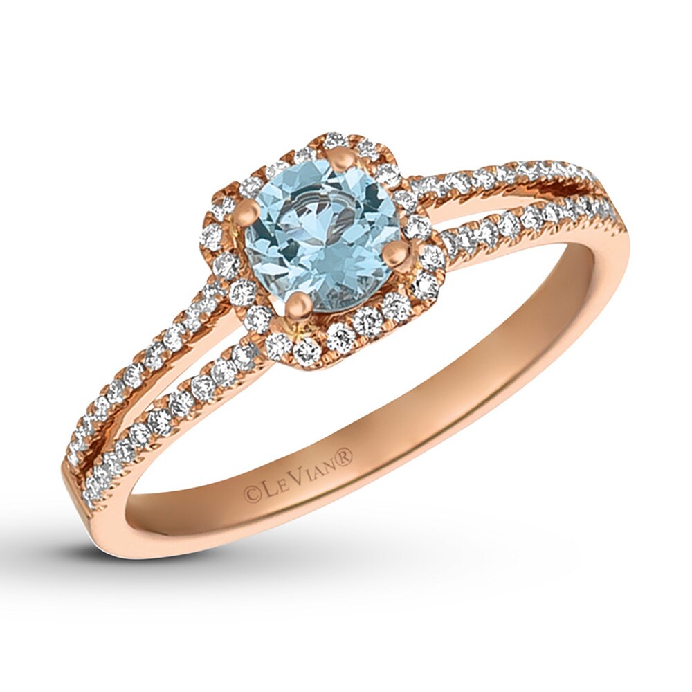 Le Vian Aquamarine Ring 1/4 ct tw Diamonds 14K Strawberry Gold FUEFVJmh