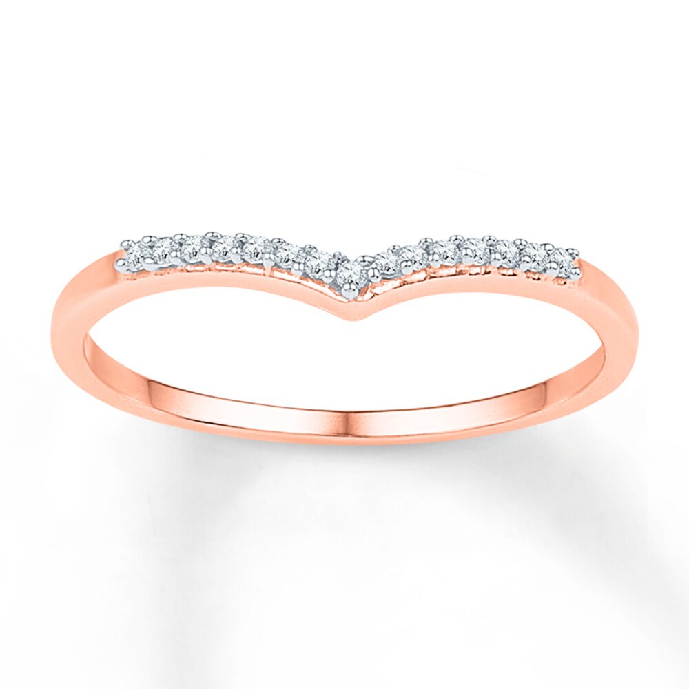 Diamond Chevron Ring 1/15 ct tw Round 10K Rose Gold FXdi6K7m