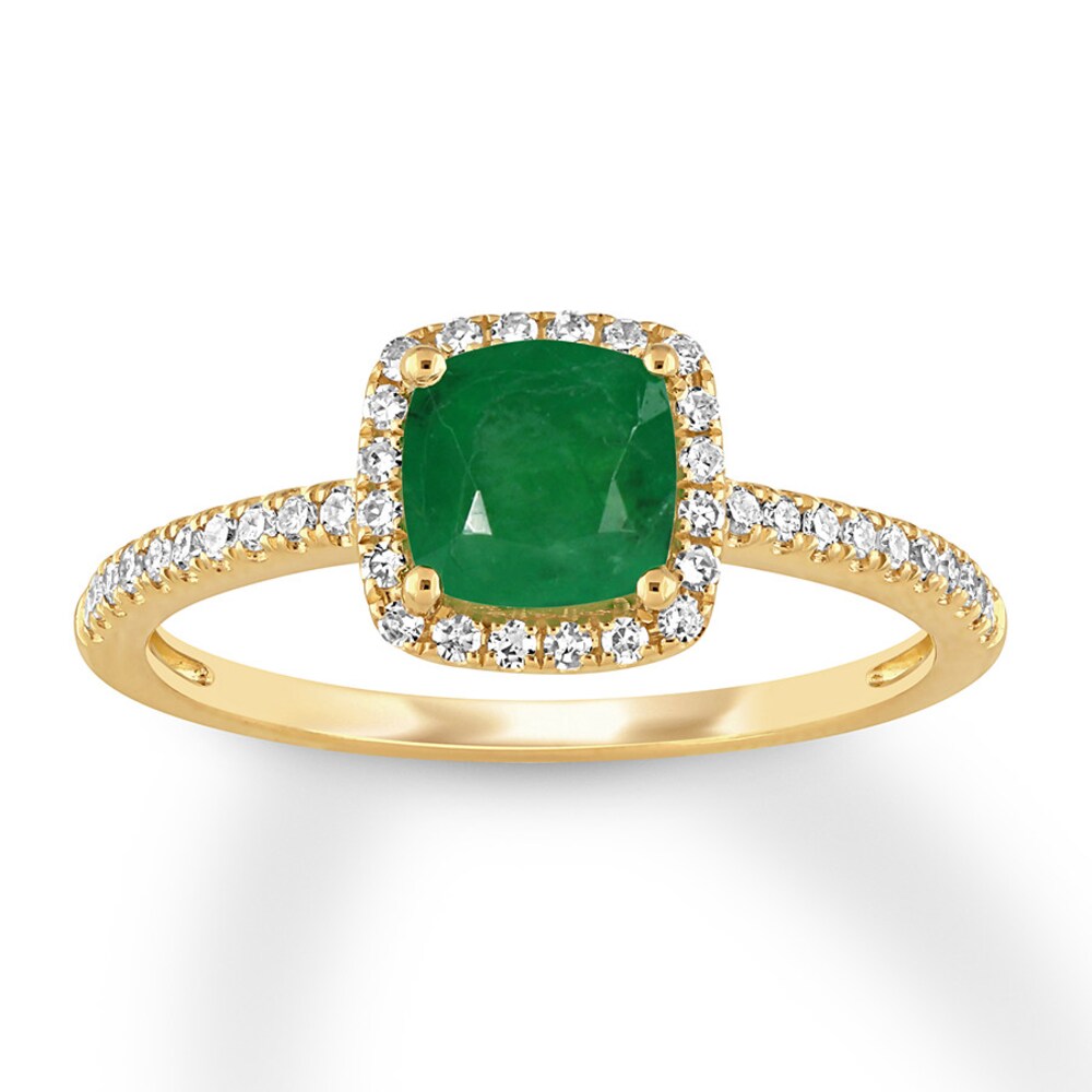 Natural Emerald Ring 1/5 ct tw Diamonds 14K Yellow Gold FZYrF7WG
