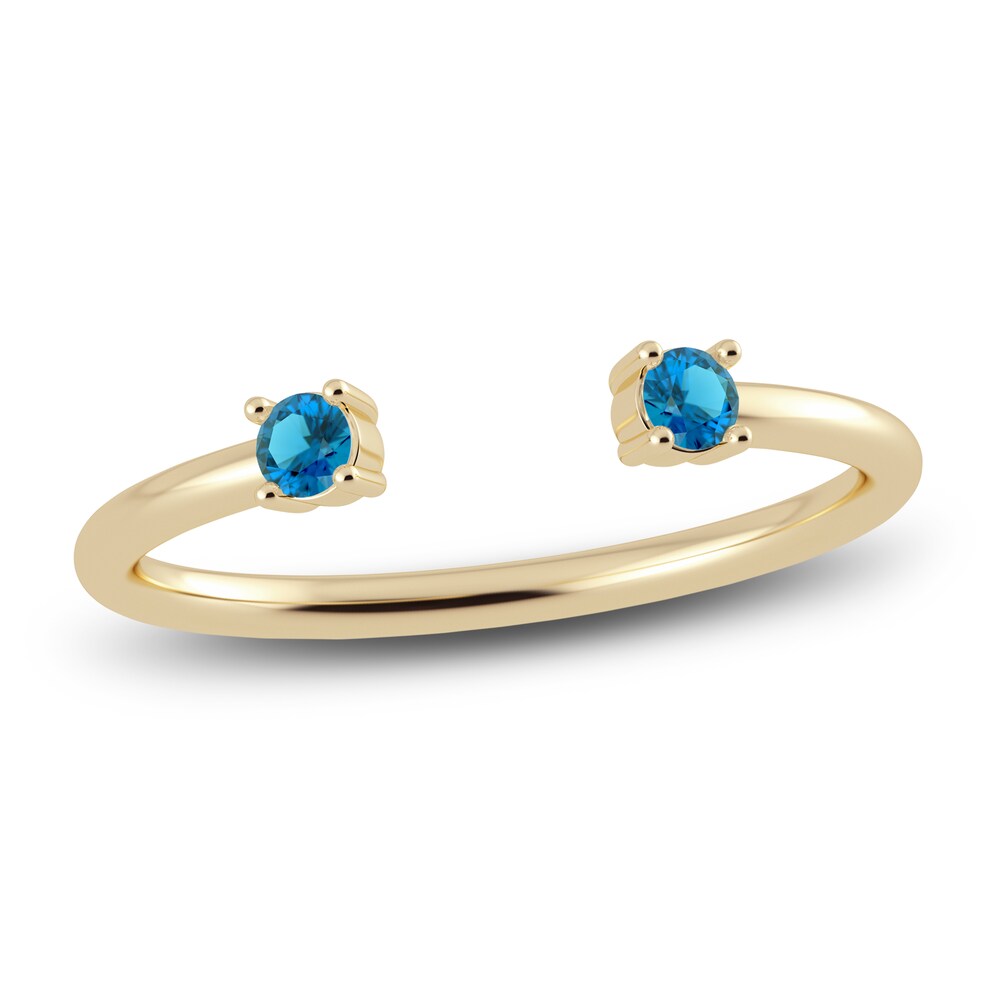 Juliette Maison Natural Blue Zircon Cuff Ring 10K Yellow Gold FaciKkVE