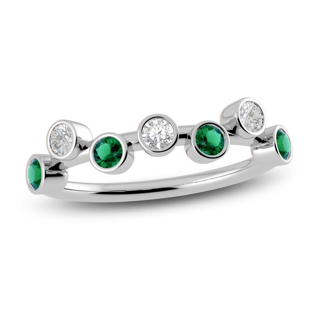 Juliette Maison Natural Emerald & Natural White Sapphire Ring 10K White Gold Fdgs3djD
