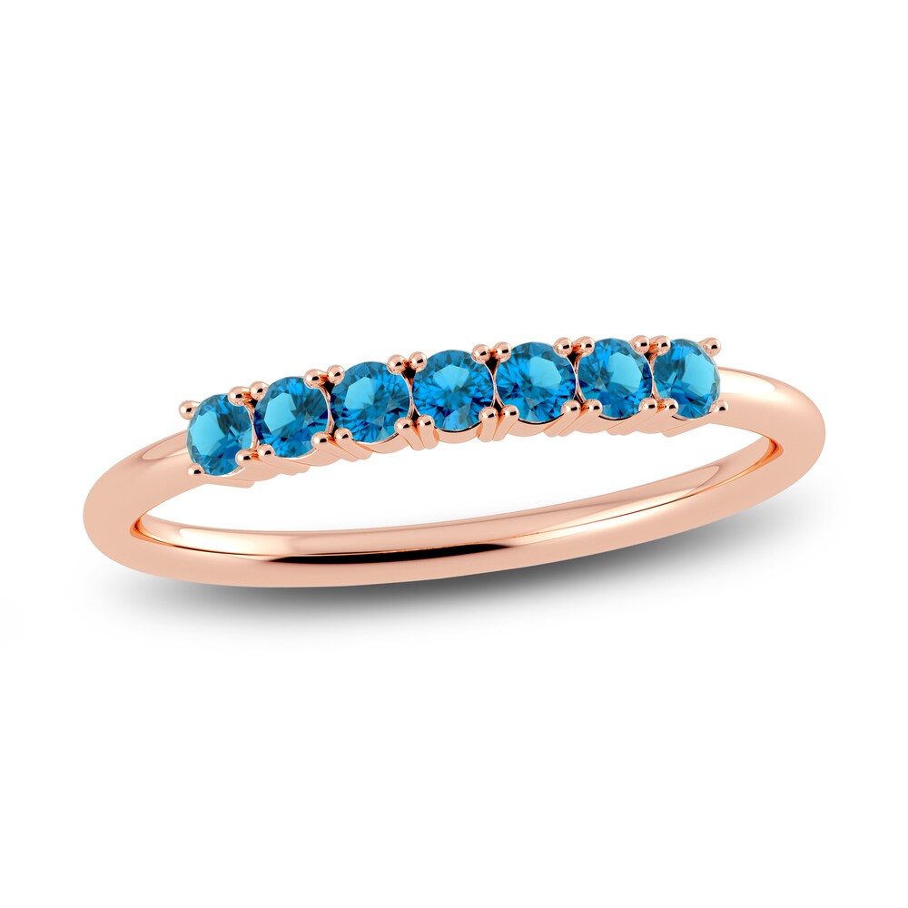 Juliette Maison Natural Blue Zircon Half Eternity Ring 10K Rose Gold FeWDbtLW