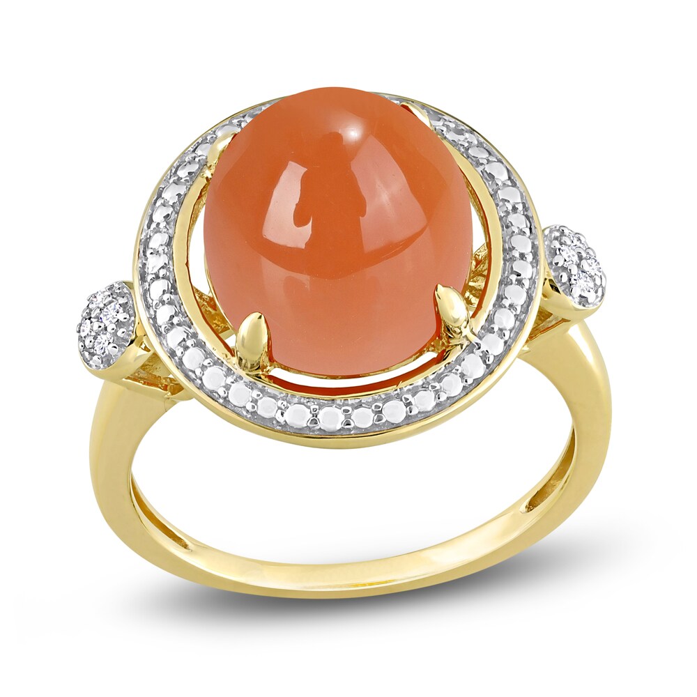Natural Orange Moonstone Ring 1/20 ct tw Round 14K Yellow Gold FsYxYn8G
