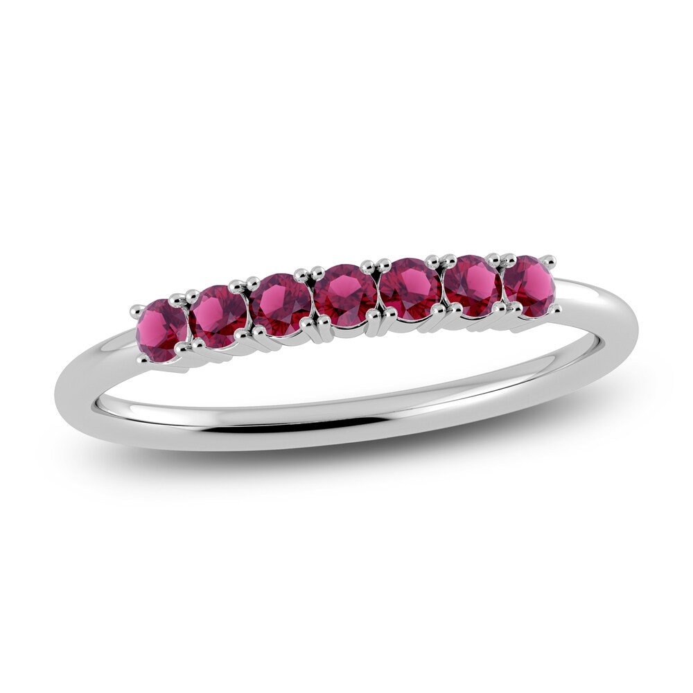 Juliette Maison Natural Rhodolite Garnet Half Eternity Ring 10K White Gold FxGUFViV