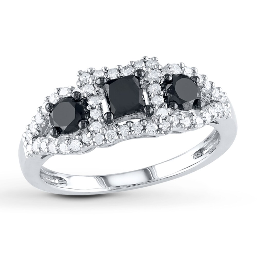 Black/White Diamond Ring 1 Carat tw 10K White Gold G5E3Z9R4