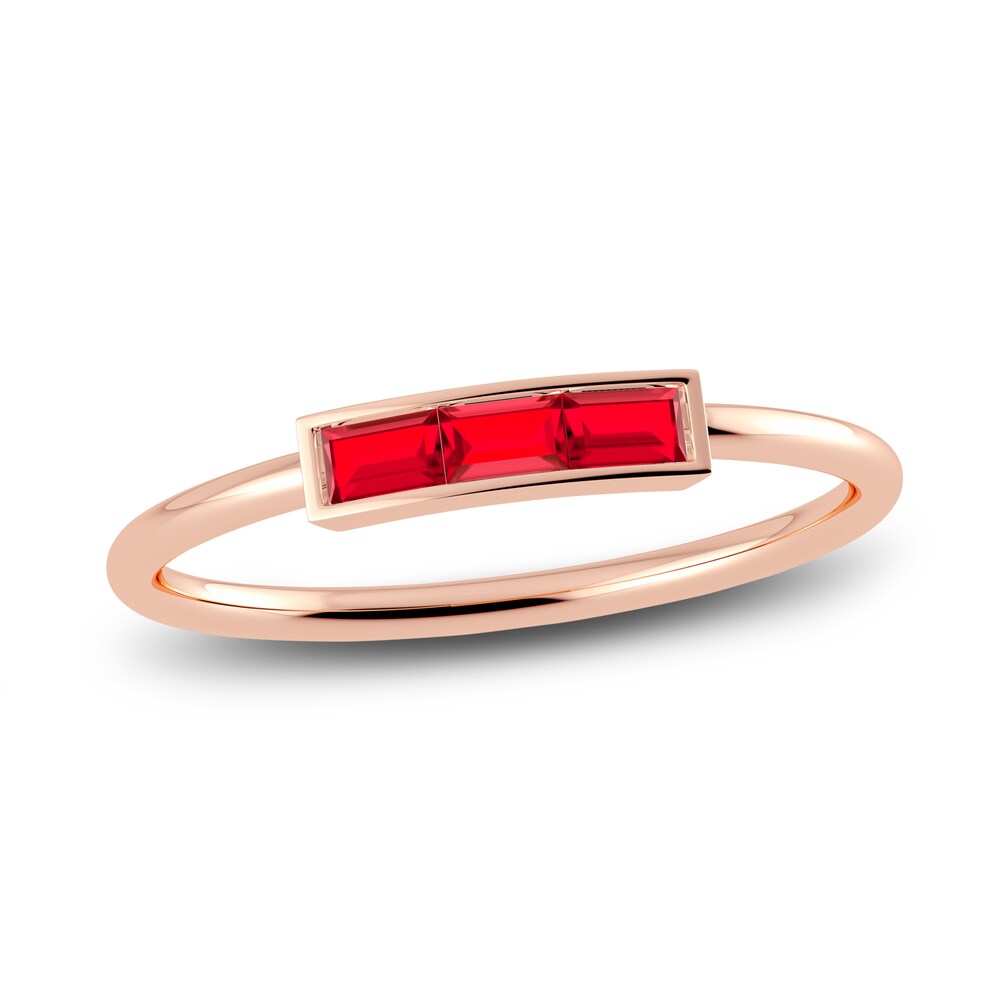 Juliette Maison Natural Ruby Baguette Bar Ring 10K Rose Gold GEQRchaX