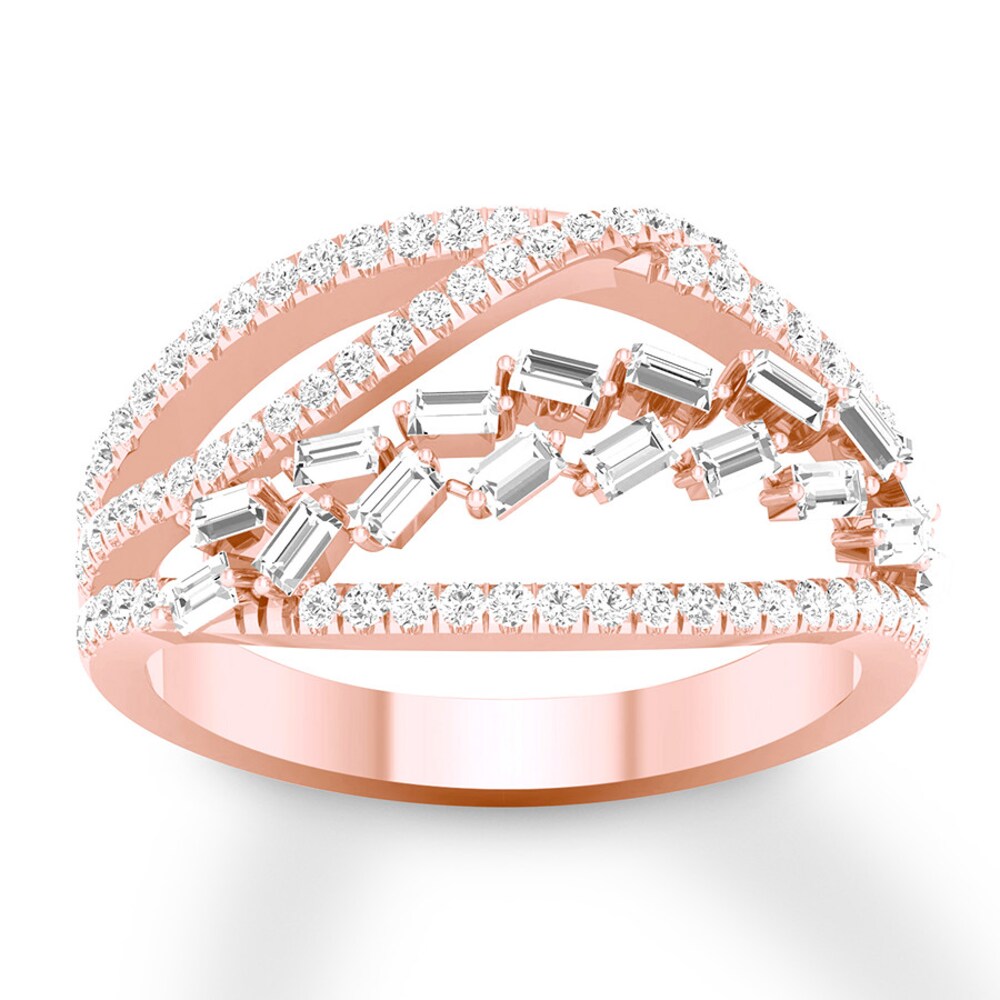 Diamond Ring 5/8 carat tw Baguette/Round 14K Rose Gold GIerMLfw