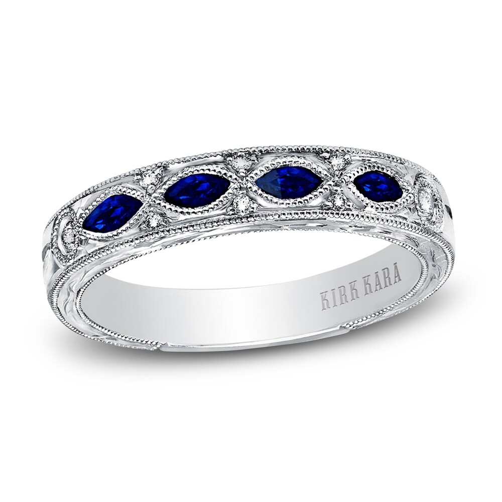 Kirk Kara Natural Blue Sapphire Anniversary Band Diamond Accents 14K White Gold GLytWbcG