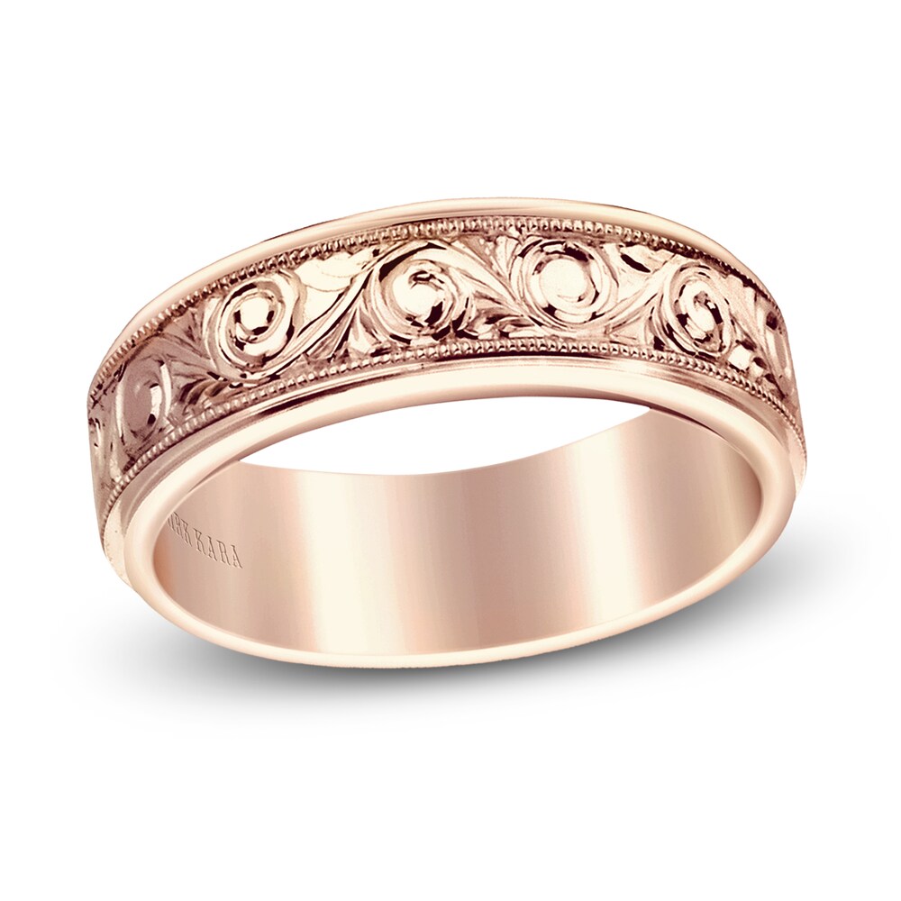 Kirk Kara Men\'s Engraved Wedding Band 18K Rose Gold GQLnIytH