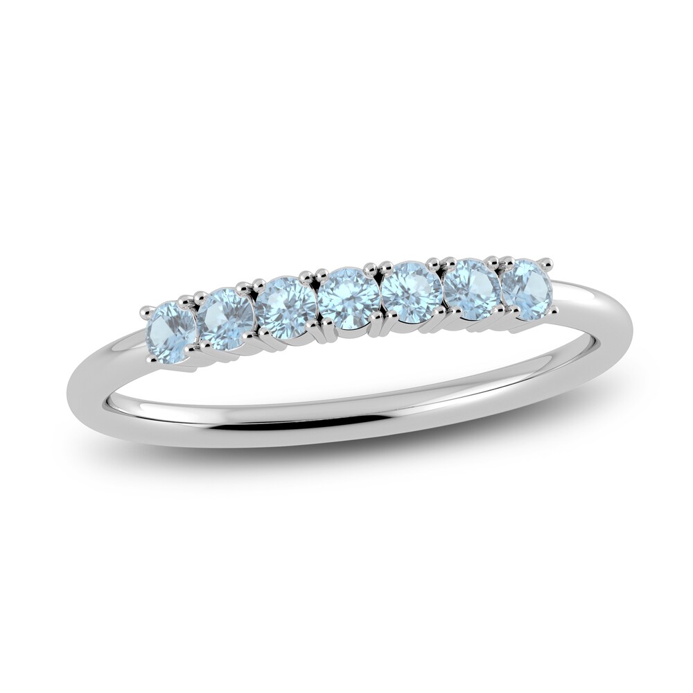 Juliette Maison Natural Aquamarine Half Eternity Ring 10K White Gold GaC2KtDv