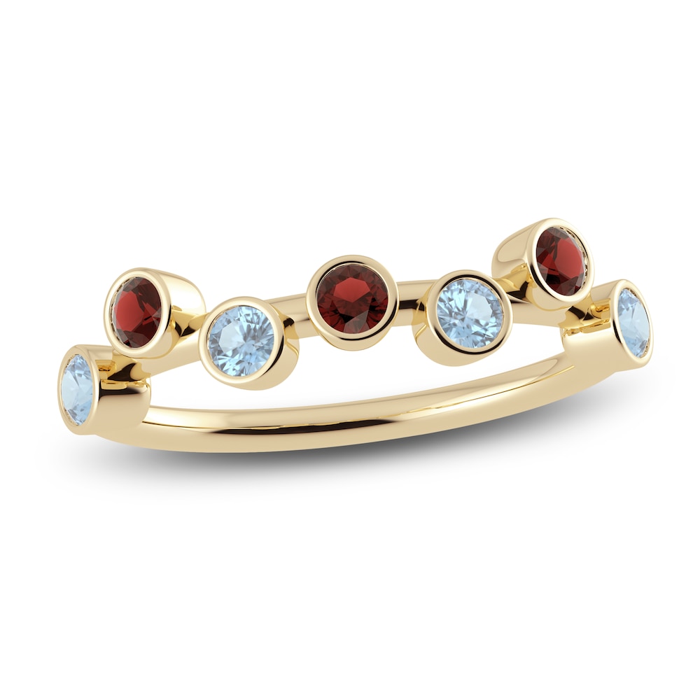 Juliette Maison Natural Aquamarine & Natural Garnet Ring 10K Yellow Gold GlvhXWEt