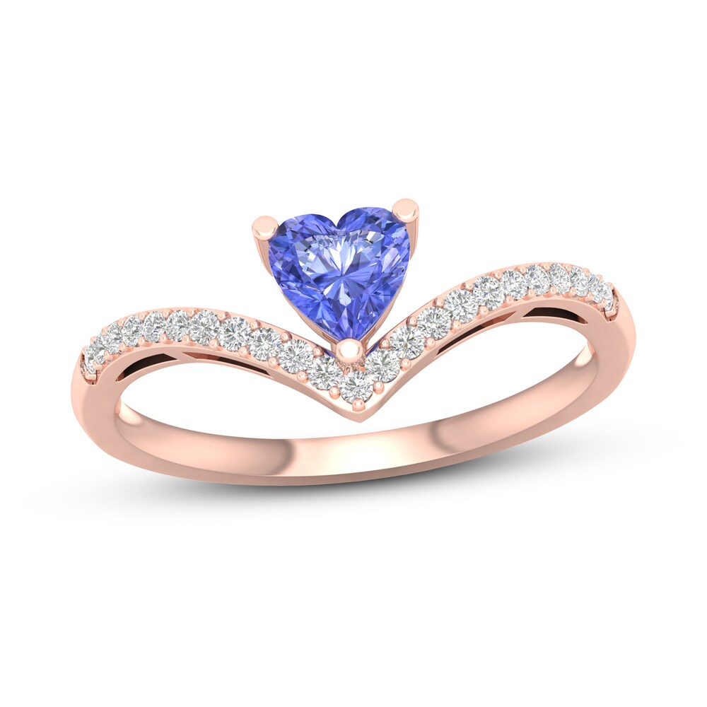 Natural Tanzanite Ring 1/10 ct tw Diamonds 10K Rose Gold GnQA17tR