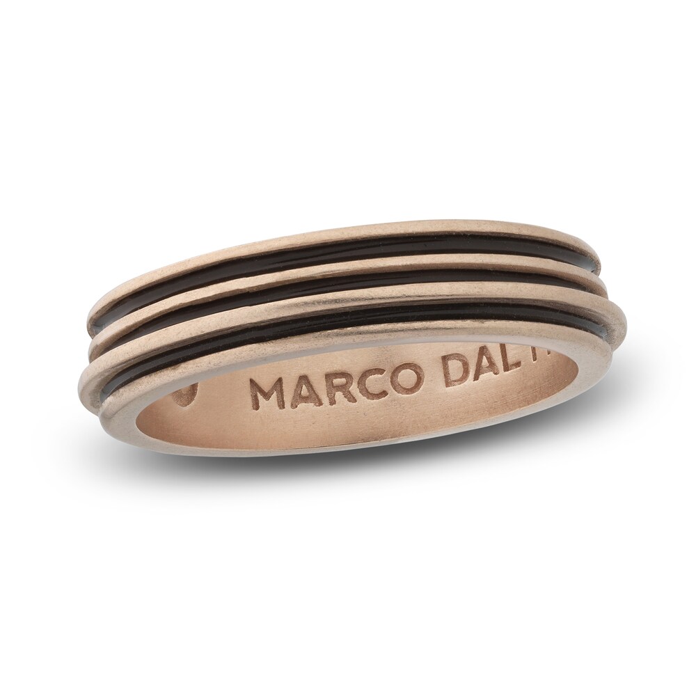 Marco Dal Maso Men's Acies Thin Ring Brown Enamel Sterling Silver/18K Rose Gold-Plated Gy1T2KnI