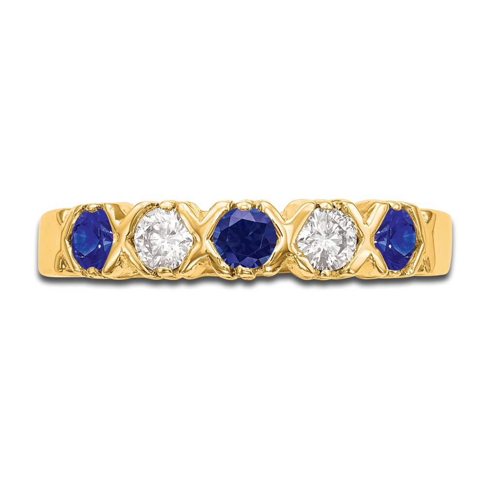 Natural Blue Sapphire Stackable Ring 1/10 ct tw Round 14K Yellow Gold HCE06I0F