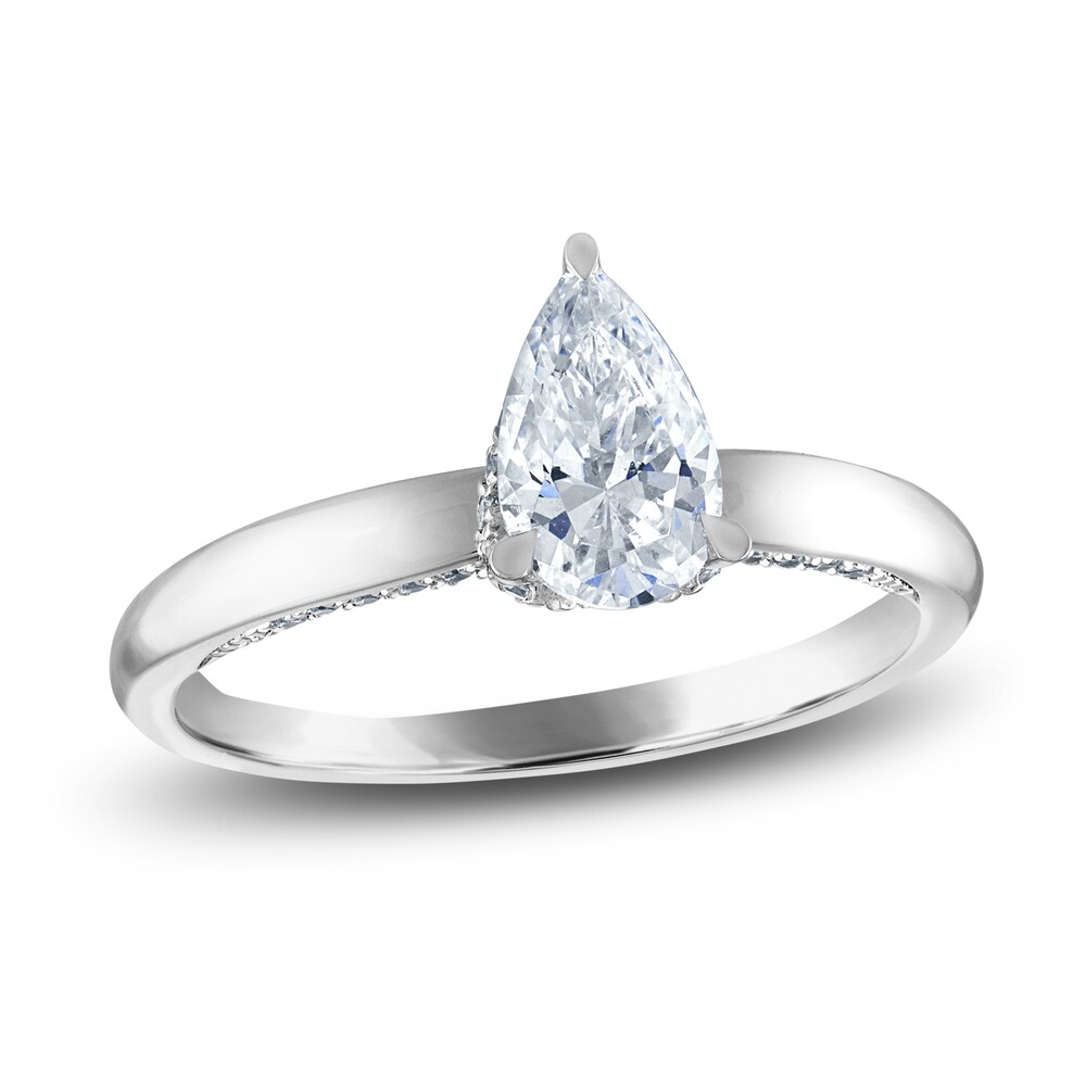 Diamond Engagement Ring 7/8 ct tw Pear/Round Platinum HF578J0c