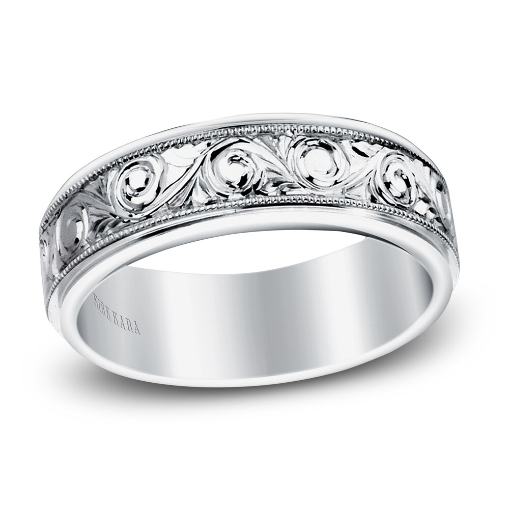 Kirk Kara Men's Engraved Wedding Band 18K White Gold HKGZIvvW