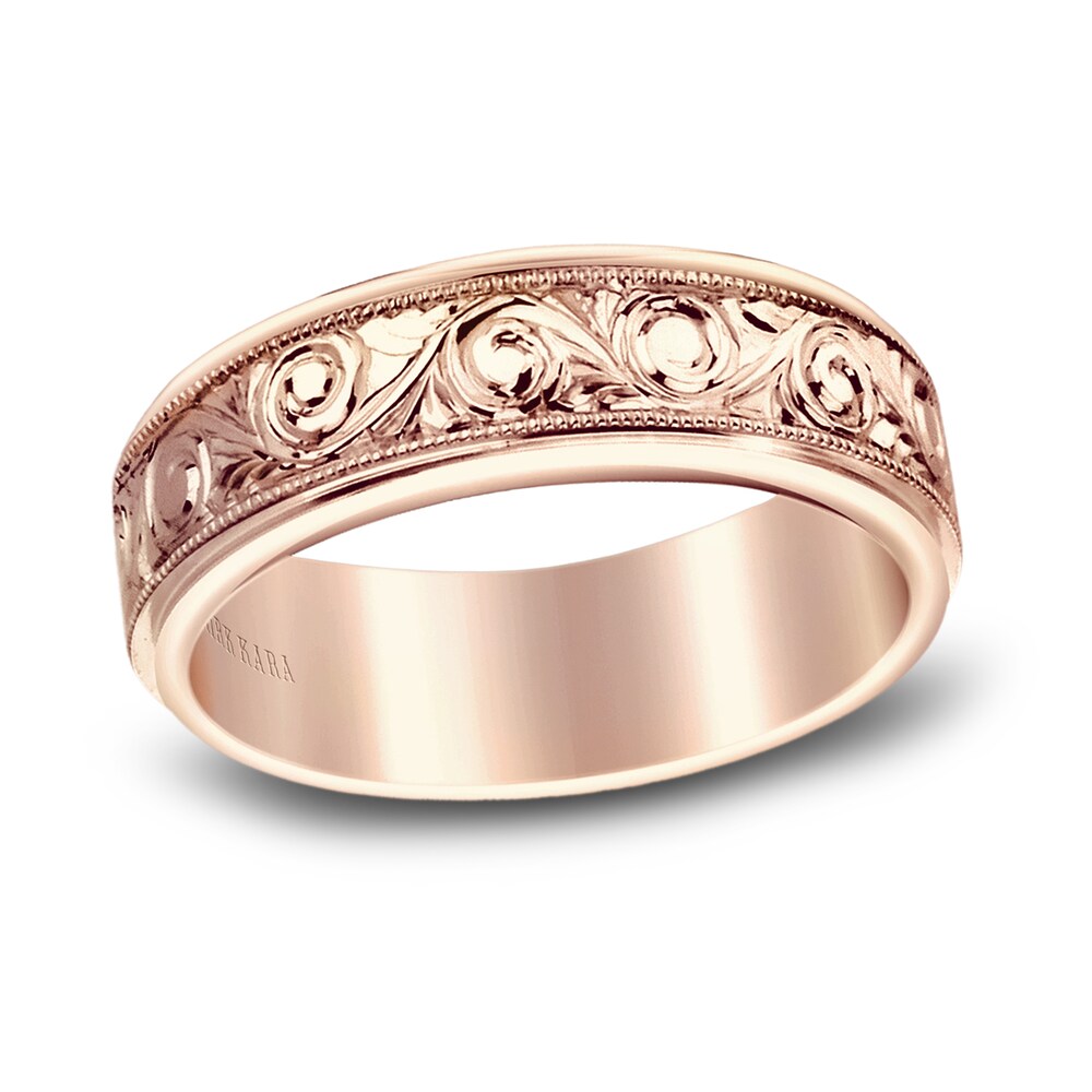 Kirk Kara Men's Engraved Wedding Band 14K Rose Gold HOQEmVkR