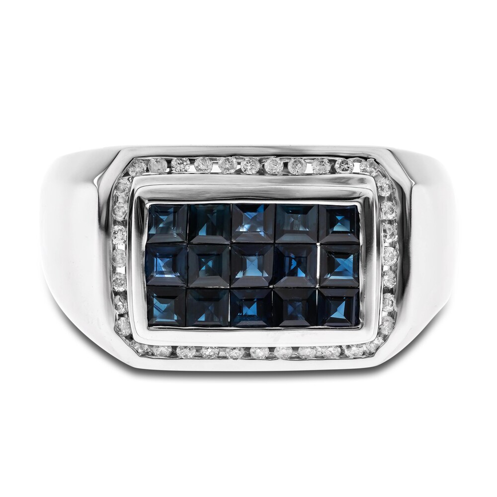 Natural Blue Sapphire Ring 1/5 ct tw Diamonds 14K White Gold HPmPXRCW