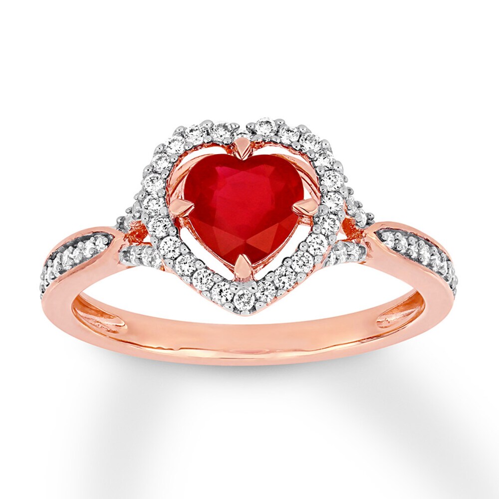 Natural Ruby Ring 1/4 carat tw Diamonds 14K Rose Gold HRKDzM0e