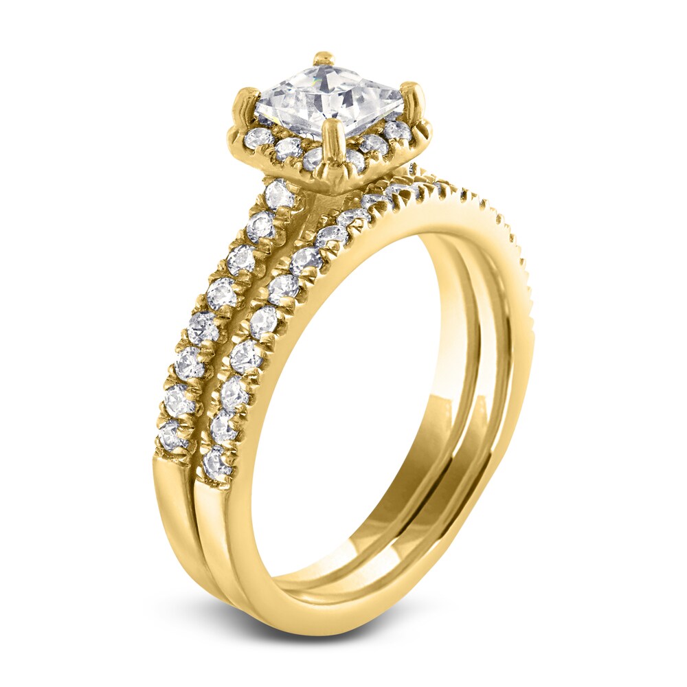 Diamond Bridal Set 1-5/8 ct tw Princess/Round 14K Yellow Gold HUWwvg0u