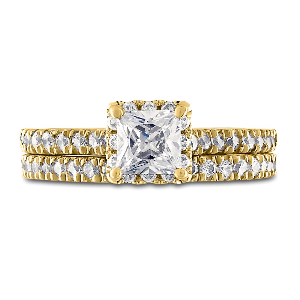 Diamond Bridal Set 1-5/8 ct tw Princess/Round 14K Yellow Gold HUWwvg0u