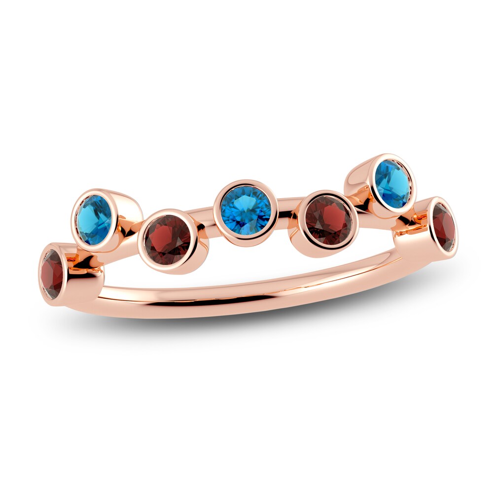 Juliette Maison Natural Garnet & Natural Blue Zircon Ring 10K Rose Gold Hf7XtZog