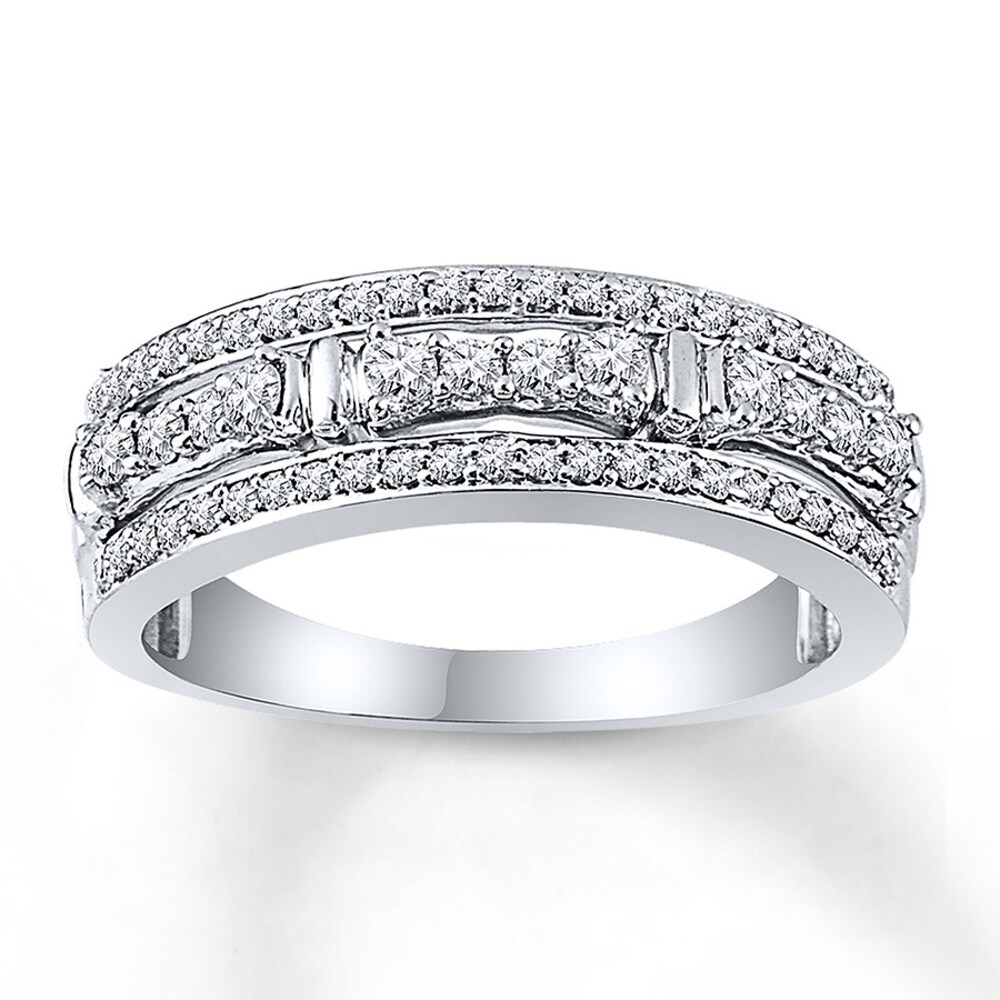 Diamond Anniversary Ring 1/2 ct tw Round-cut 10K White Gold HzJsk9Y3