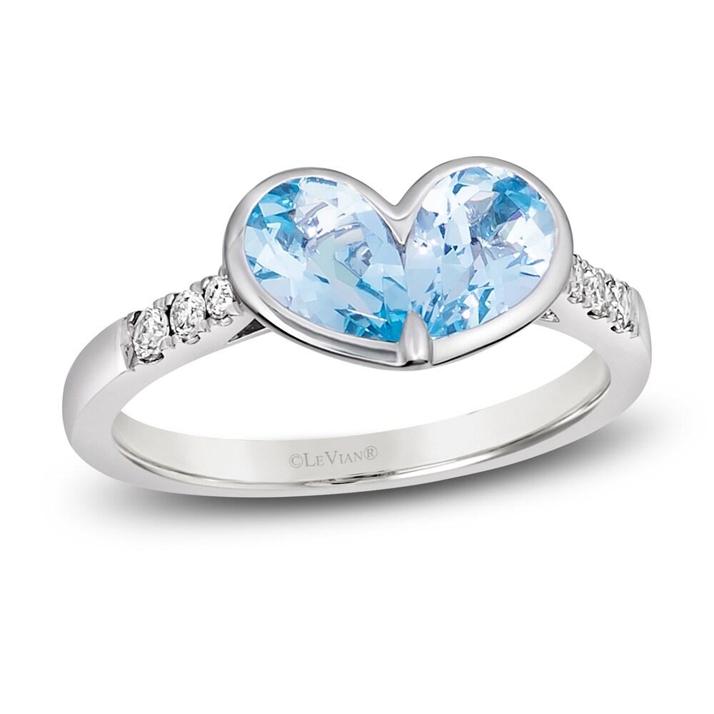 Le Vian Natural Aquamarine Heart Ring 1/10 ct tw Round 14K Vanilla Gold I2N8Kw9n