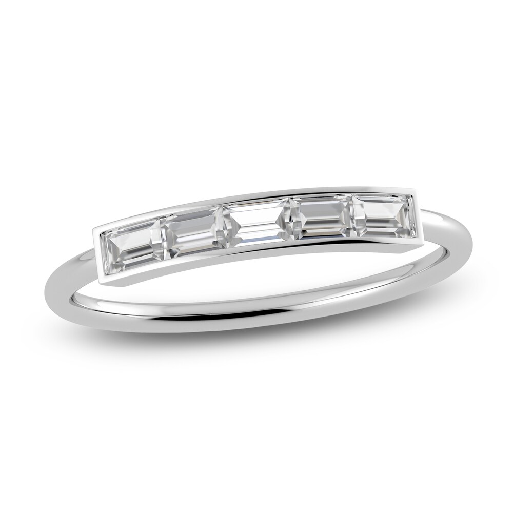 Juliette Maison Natural White Sapphire Baguette Bar Ring 10K White Gold IBwzBnHS