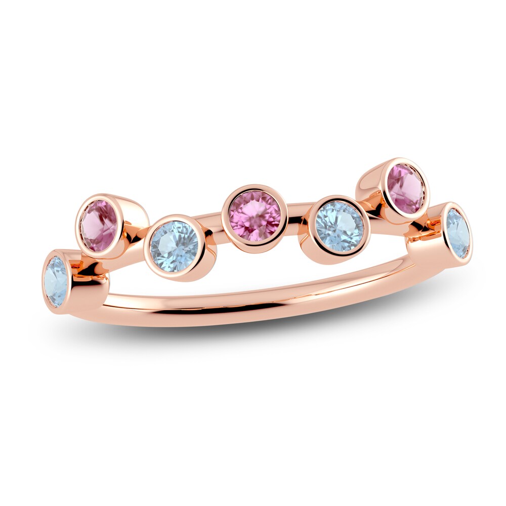 Juliette Maison Natural Pink Tourmaline & Natural Aquamarine Ring 10K Rose Gold IEXVpz8G