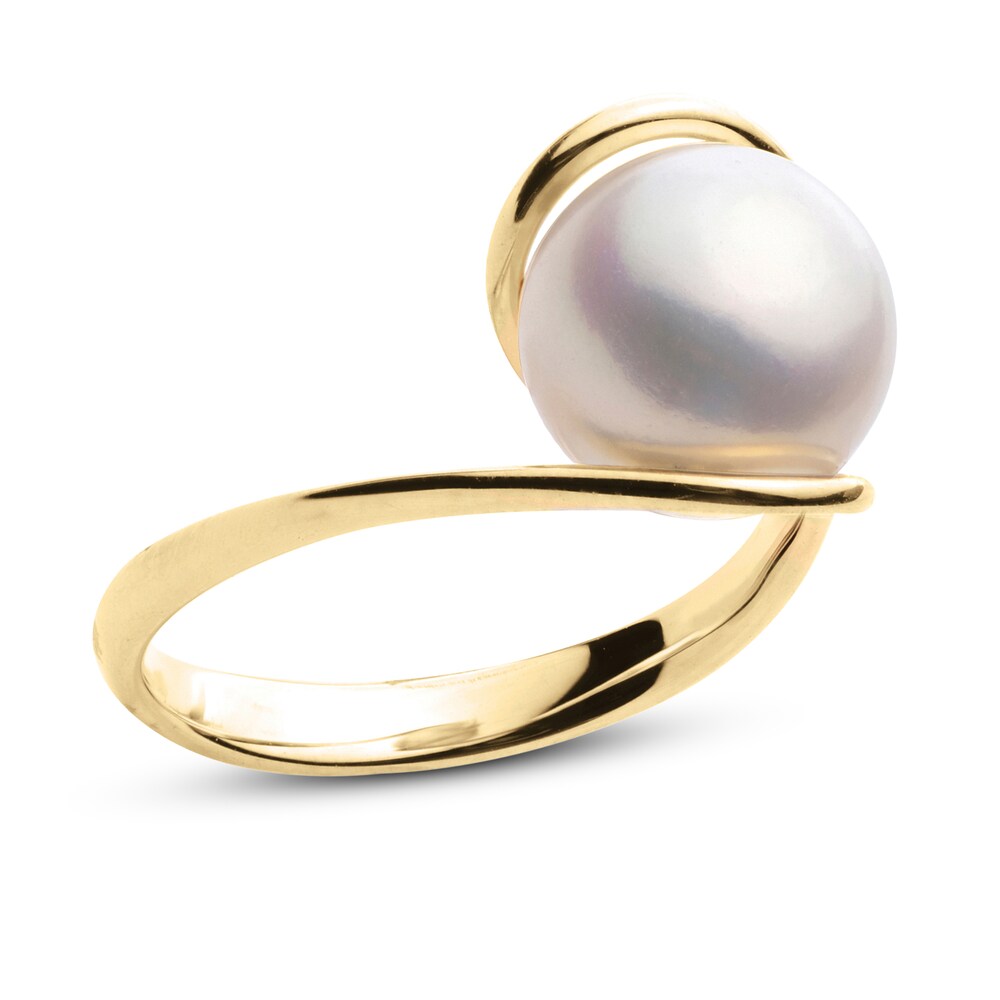 Cultured Freshwater Pearl Engagement Ring 14K Yellow Gold IGBMYLiu