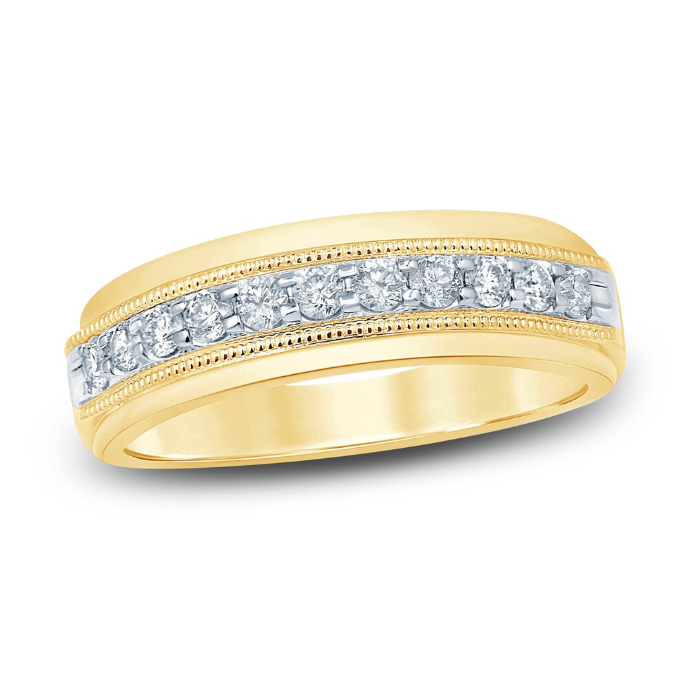 Men's Diamond Wedding Band 1/2 ct tw Round 14K Yellow Gold IH1Ptde5