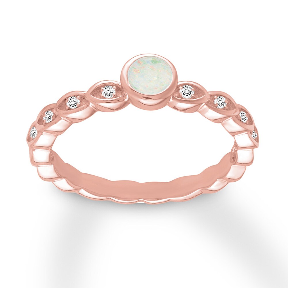 Natural Opal Ring 1/20 carat tw Diamonds 10K Rose Gold IHLnjSKP