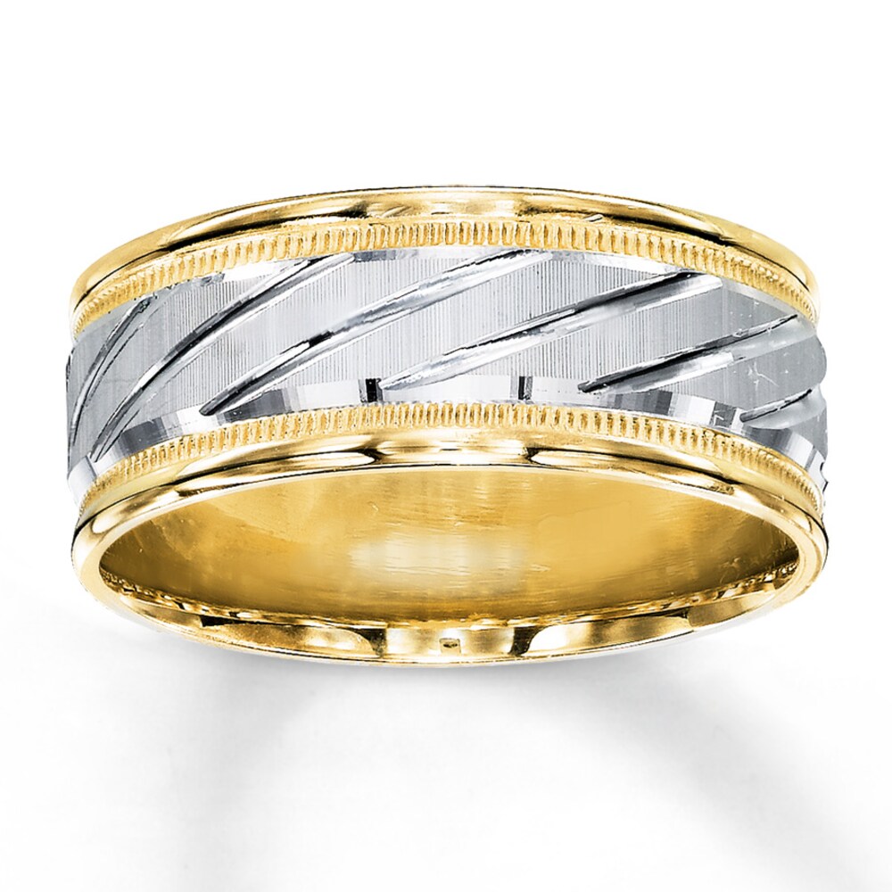 Wedding Band 10K Two-Tone Gold 8mm IHlcwTVz