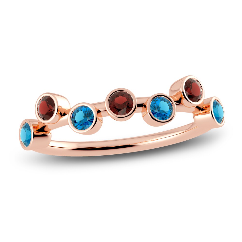 Juliette Maison Natural Blue Zircon & Natural Garnet Ring 10K Rose Gold IOR6yZHe