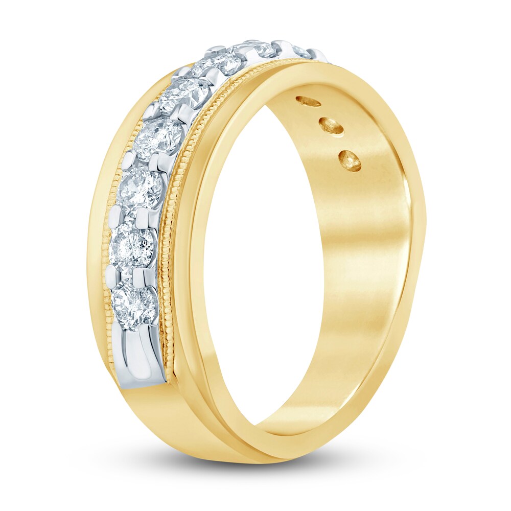 Men\'s Diamond Wedding Band 1 ct tw Round 14K Yellow Gold IW1ZxhSE