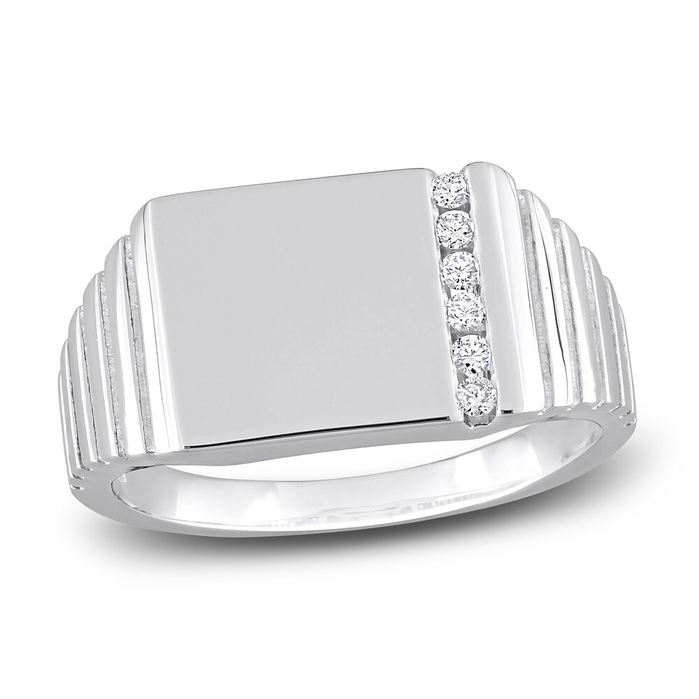 Men's Diamond Ring 1/10 ct tw Round Sterling Silver IXekHhJZ