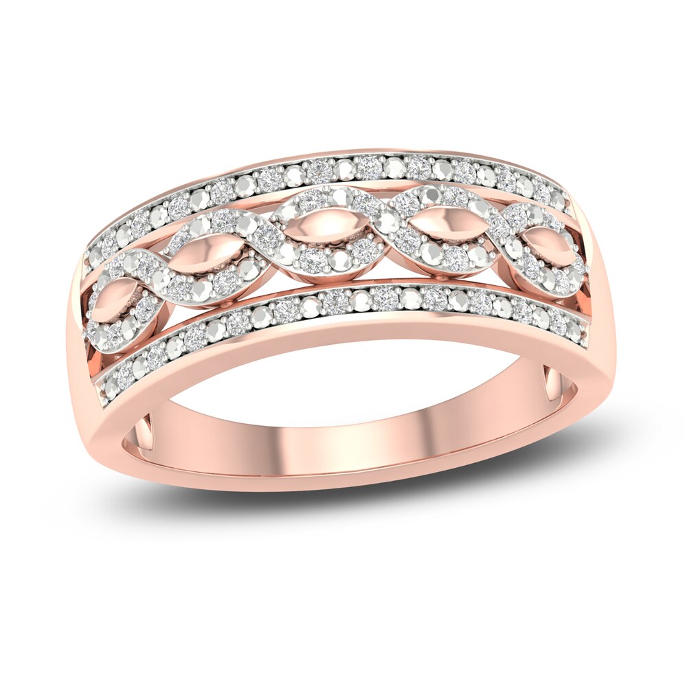 Diamond Wedding Band 1/8 ct tw Round 14K Rose Gold IhyNeK4p