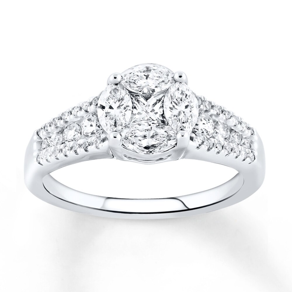 Diamond Ring 1-1/4 ct tw Princess-cut 14K White Gold IiHGwMCQ