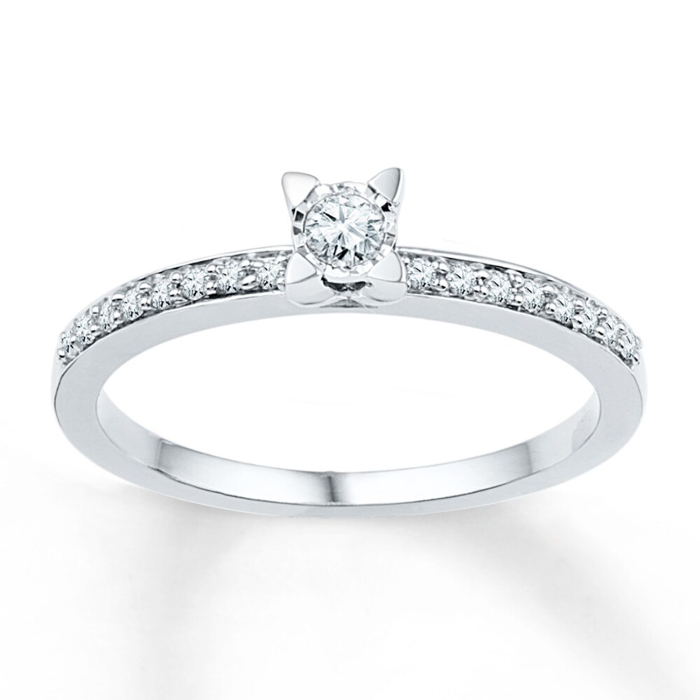 Diamond Promise Ring 1/6 ct tw Round-cut 10K White Gold IxbeOKMl