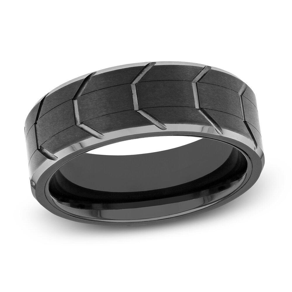 Tire Tread Wedding Band Grey Tungsten 8mm J6iUYF5h