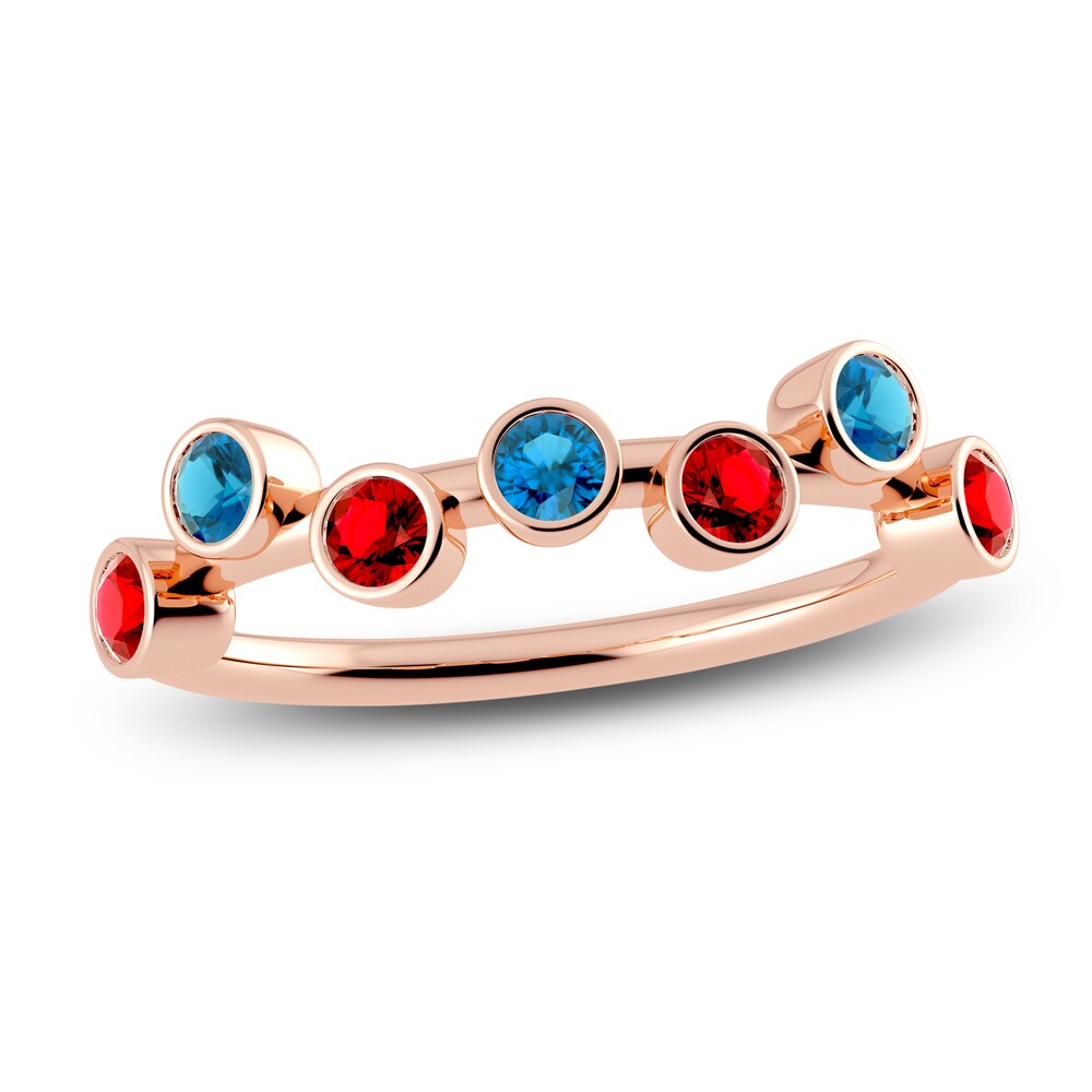 Juliette Maison Natural Ruby & Natural Blue Zircon Ring 10K Rose Gold JFqdcq4c