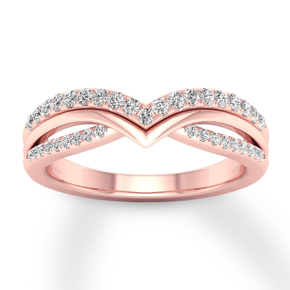 Diamond Contour Ring 1/3 carat tw Round 10K Rose Gold JHajYVpJ